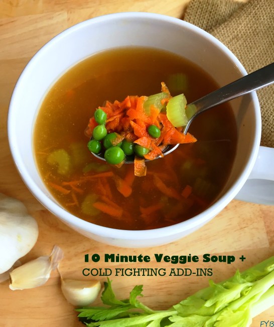 veggie soup + green text