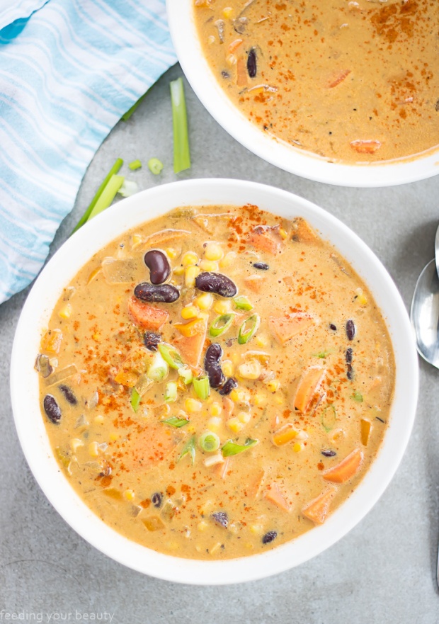 Smoky, Spicy, and Hearty Vegan Corn Chowder