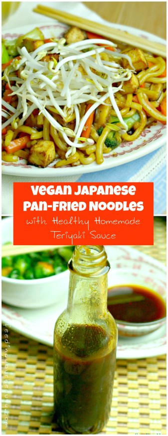 Japanese Pan Fried Noodles with Healthy Teriyaki Sauce (vegan, refined sugar free, gluten free options)