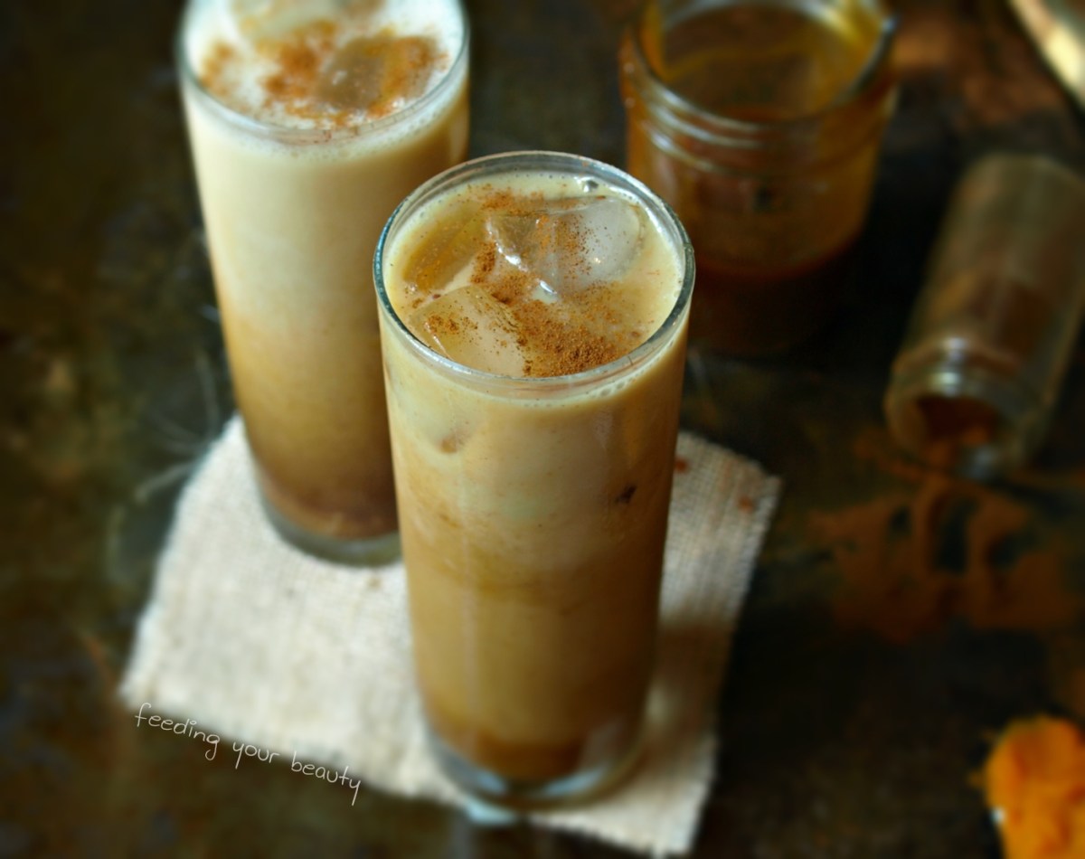 5 Minute Iced Pumpkin Spice Latte - vegan, refined sugar free, caffeine free