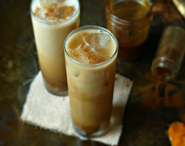 5 Minute Iced Pumpkin Spice Latte - vegan, refined sugar free, caffeine free