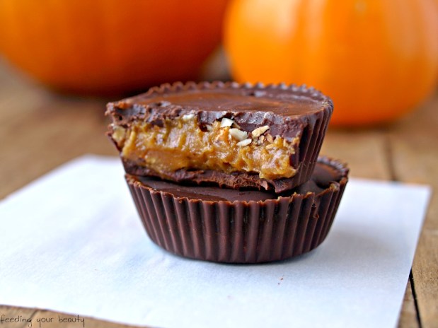 Salted Pumpkin Caramel Dark Chocolate Cups - Vegan