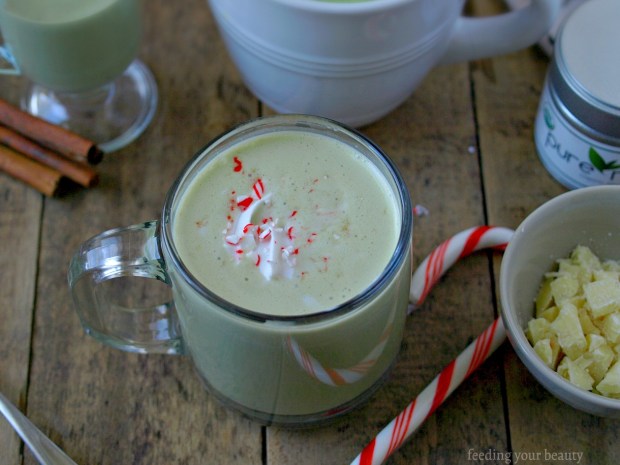 Peppermint Matcha White Hot Chocolate - Vegan, Refined Sugar Free