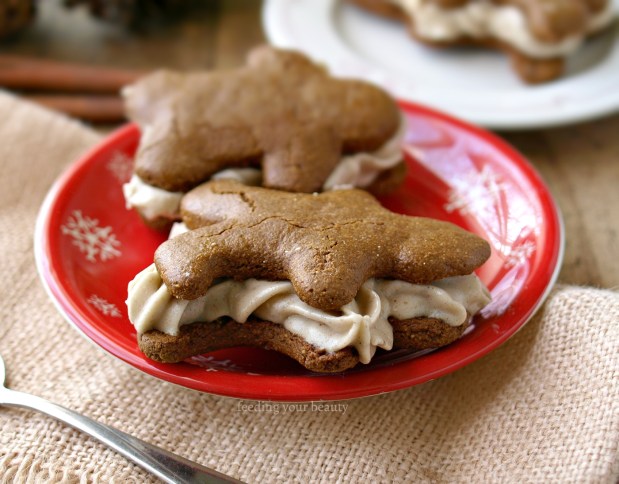 Vegan Gingerbread and Nog Nice Cream Sandwiches (vegan and gluten free)