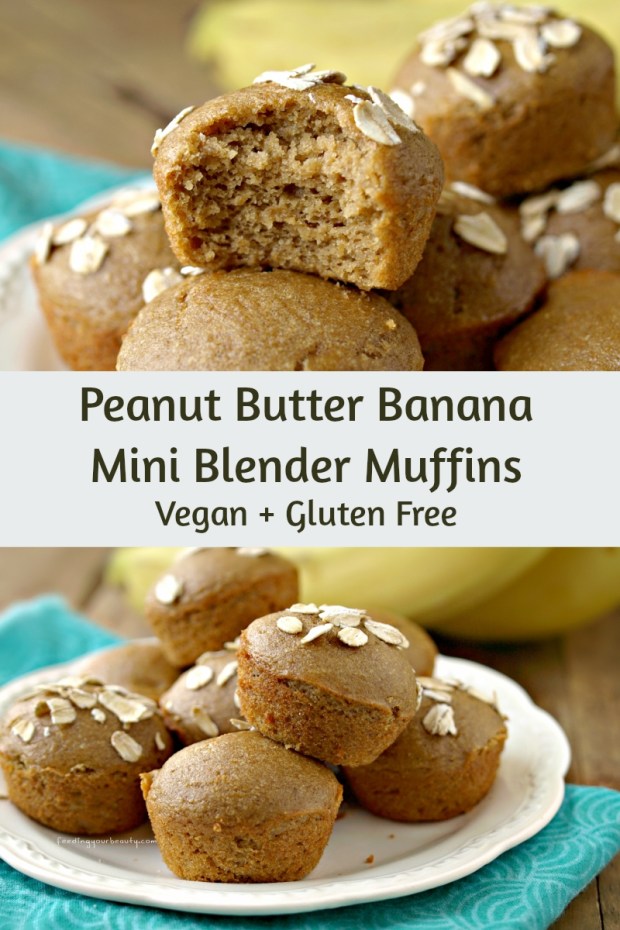 Peanut Butter Banana Mini Blender Muffins - Vegan, Gluten Free, Oil Free, Refined Sugar Free