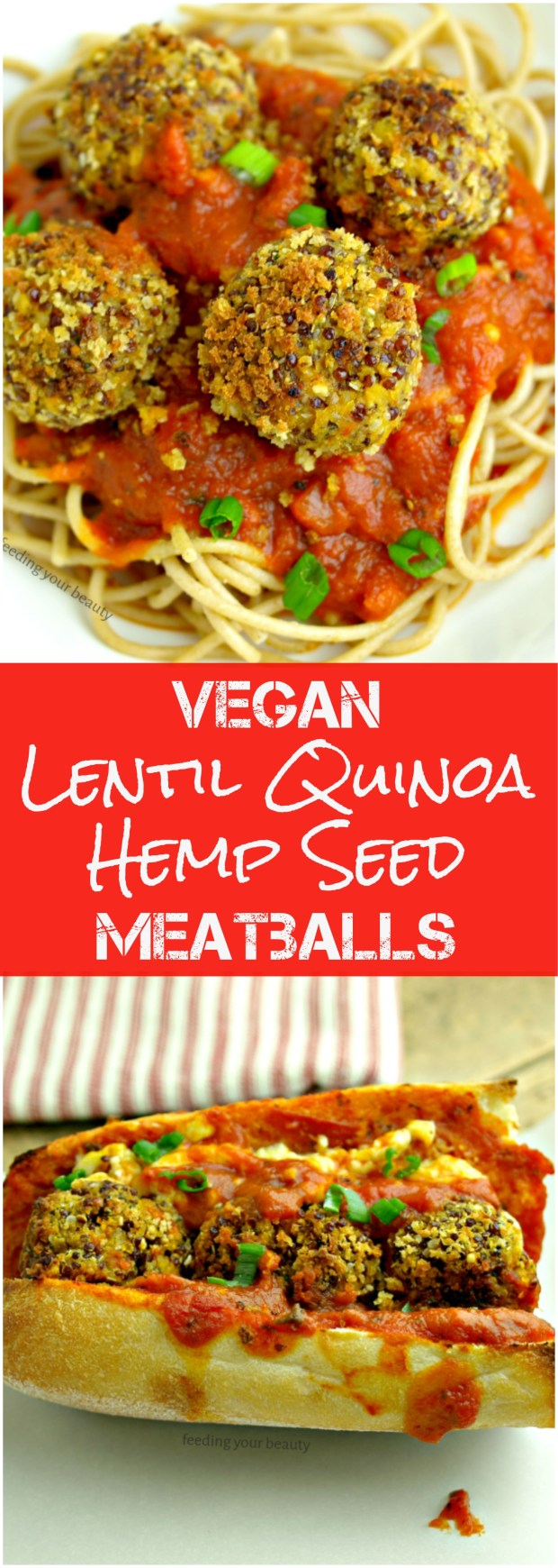 Vegan and Gluten Free Lentil Quinoa Hemp Seed Meatballs