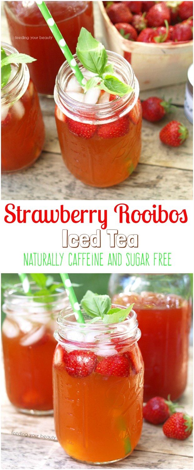Beautifying Strawberry Rooibos Iced Tea - zero sugar or sweeteners, and naturally caffeine free
