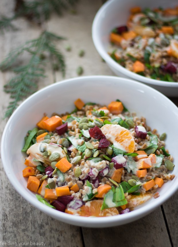 Winter Wheat Berry Salad - Whole-food, Plant-based, Dairy-free, Nut-free, Vegan